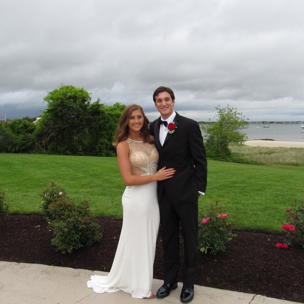 White beaded prom dress